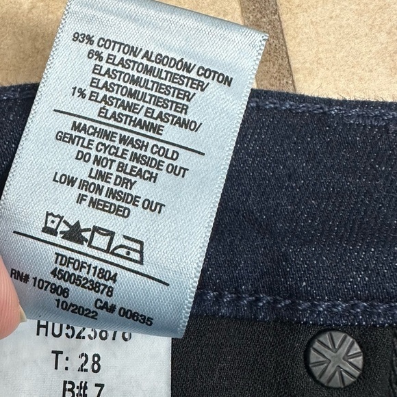 Hudson Denim Midi Skirt Jean Reconstructed Metallic Silver Blue Cotton Size 28 - Picture 7 of 8